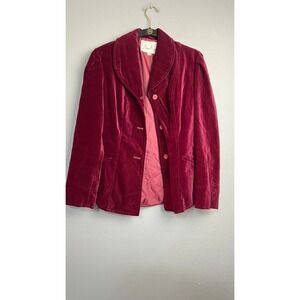 Dino Ricco Vtg 70s Burgundy‎ Cotton Velvet Blazer Shawl Collar Red Jacket 9/10